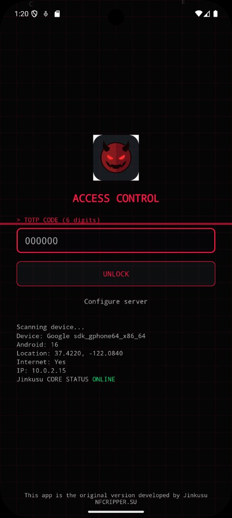 Access control – TOTP unlock