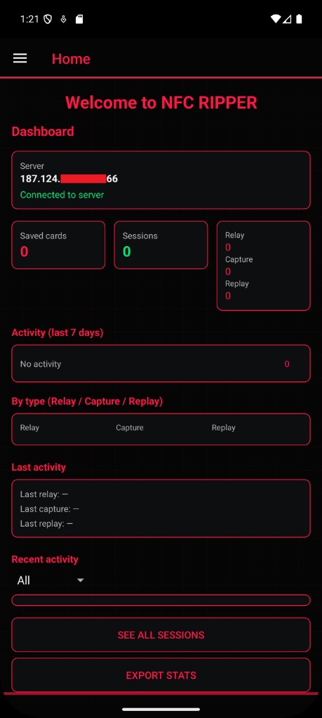 Home – Dashboard, server status, sessions
